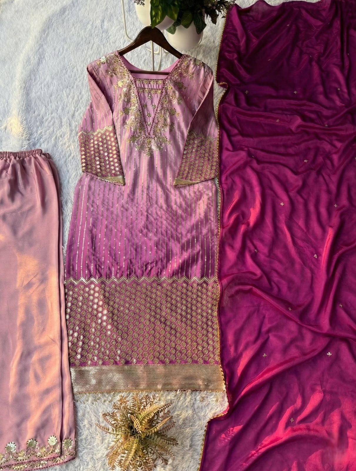 BE-445 Designer Chinon Kurti Pant with Dupatta Set — Wholesale Kurtis, Vardan Ethnic wholesale from Surat — view 5