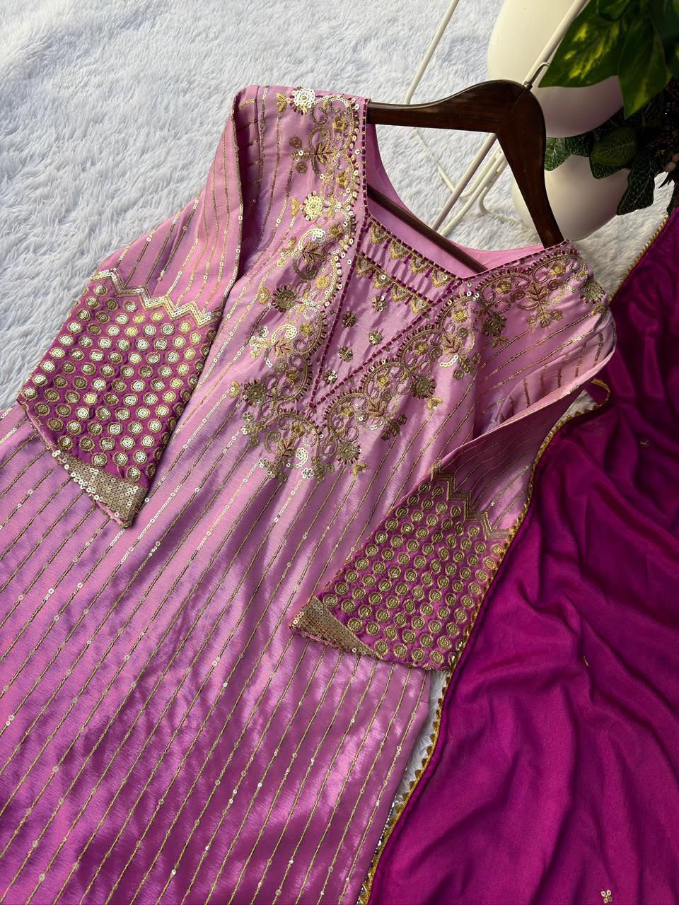 BE-445 Designer Chinon Kurti Pant with Dupatta Set — Wholesale Kurtis, Vardan Ethnic wholesale from Surat — view 7