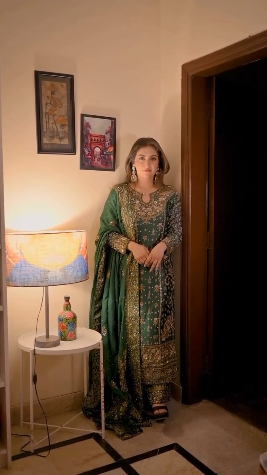 879 Heavy Faux Georgette Embroidered 3 Piece Suit with Pant & Dupatta