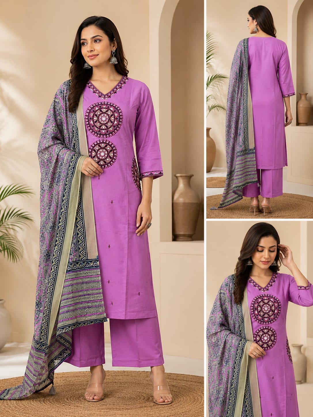 JDV Premium Cotton Heavy Embroidered Salwar Suit with Dupatta Set — Wholesale Kurtis, Vardan Ethnic wholesale from Surat — view 2