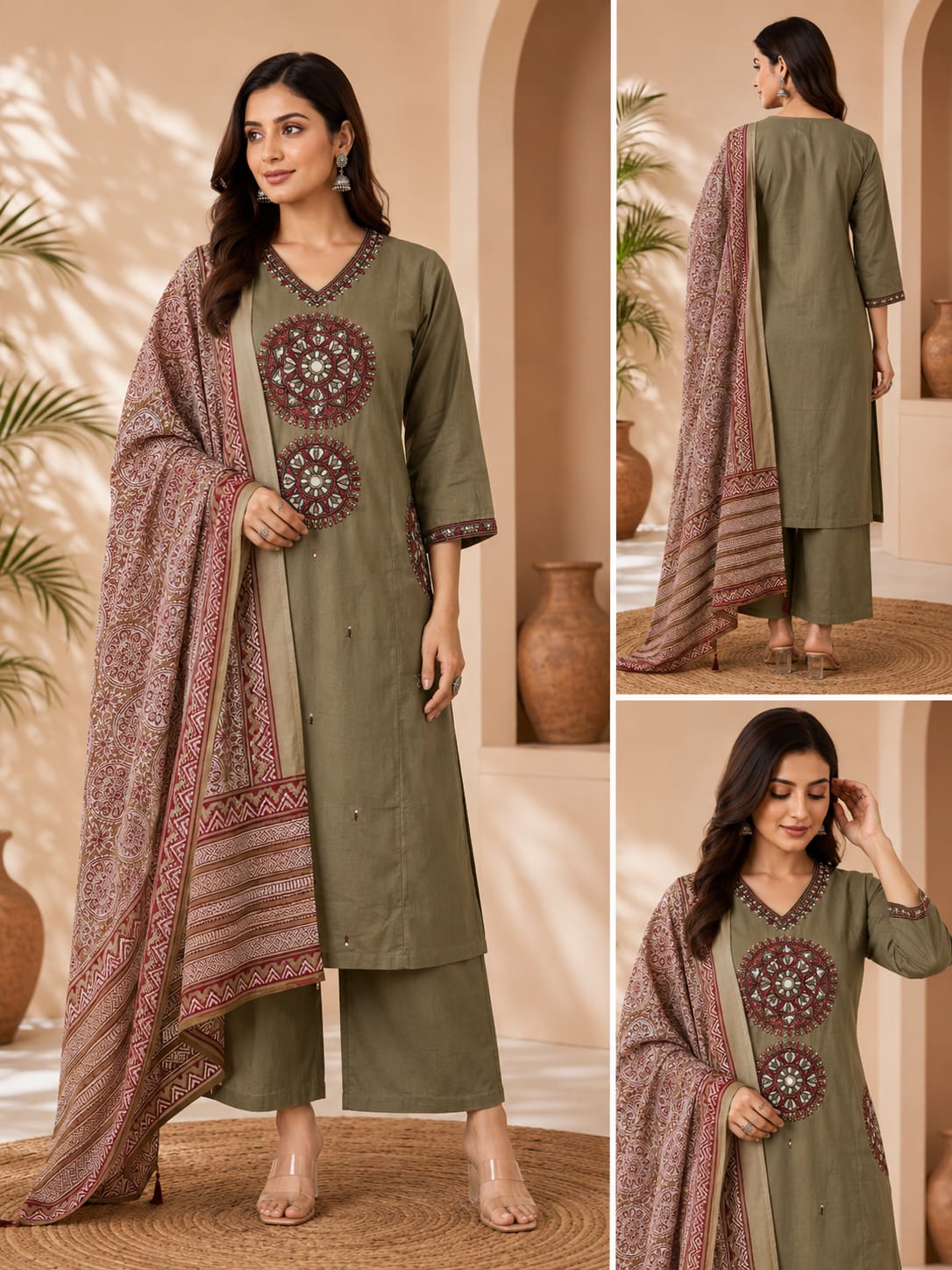 JDV Premium Cotton Heavy Embroidered Salwar Suit with Dupatta Set — Wholesale Kurtis, Vardan Ethnic wholesale from Surat — view 3