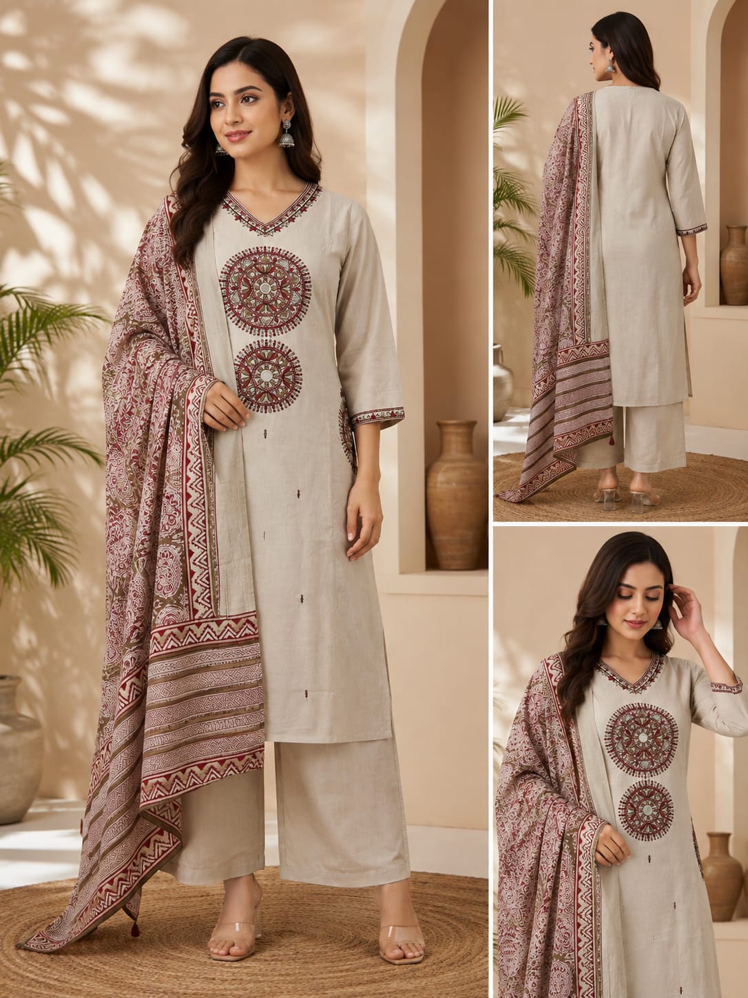 JDV Premium Cotton Heavy Embroidered Salwar Suit with Dupatta Set — Wholesale Kurtis, Vardan Ethnic wholesale from Surat — view 4