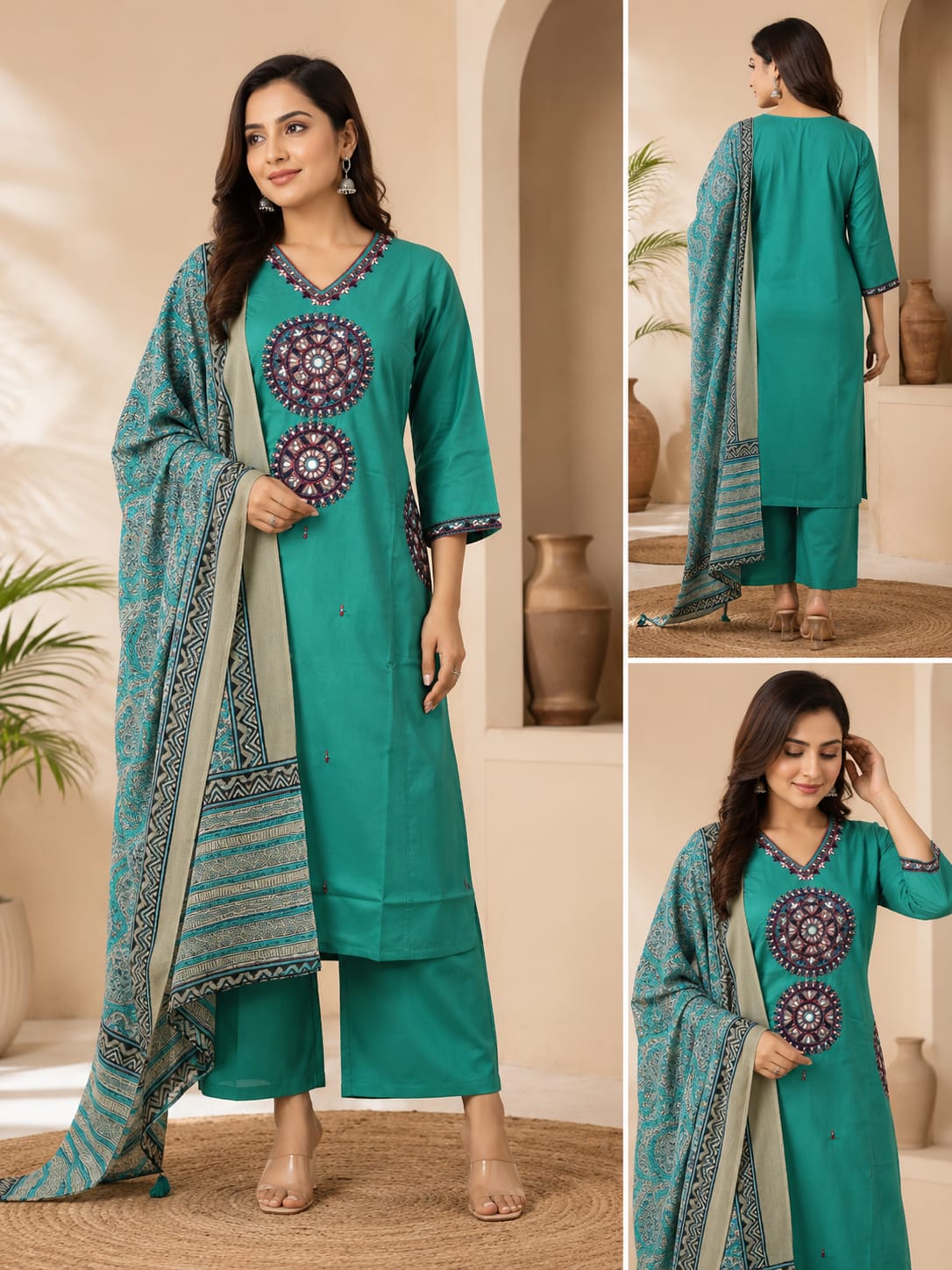 JDV Premium Cotton Heavy Embroidered Salwar Suit with Dupatta Set — Wholesale Kurtis, Vardan Ethnic wholesale from Surat — view 5