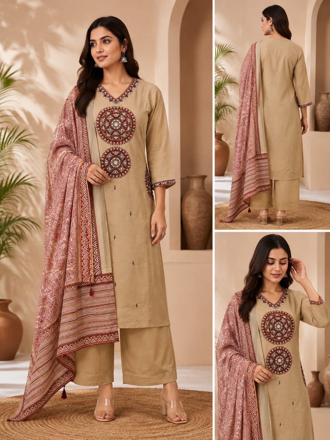 JDV Premium Cotton Heavy Embroidered Salwar Suit with Dupatta Set — Wholesale Kurtis, Vardan Ethnic wholesale from Surat — view 6