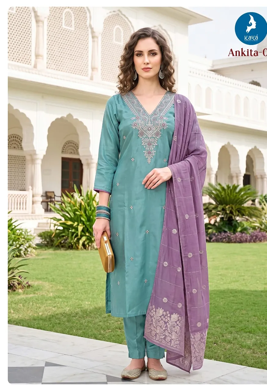 Roman Glass Top &amp; Bottom with Banarasi Jacquard Dupatta Set