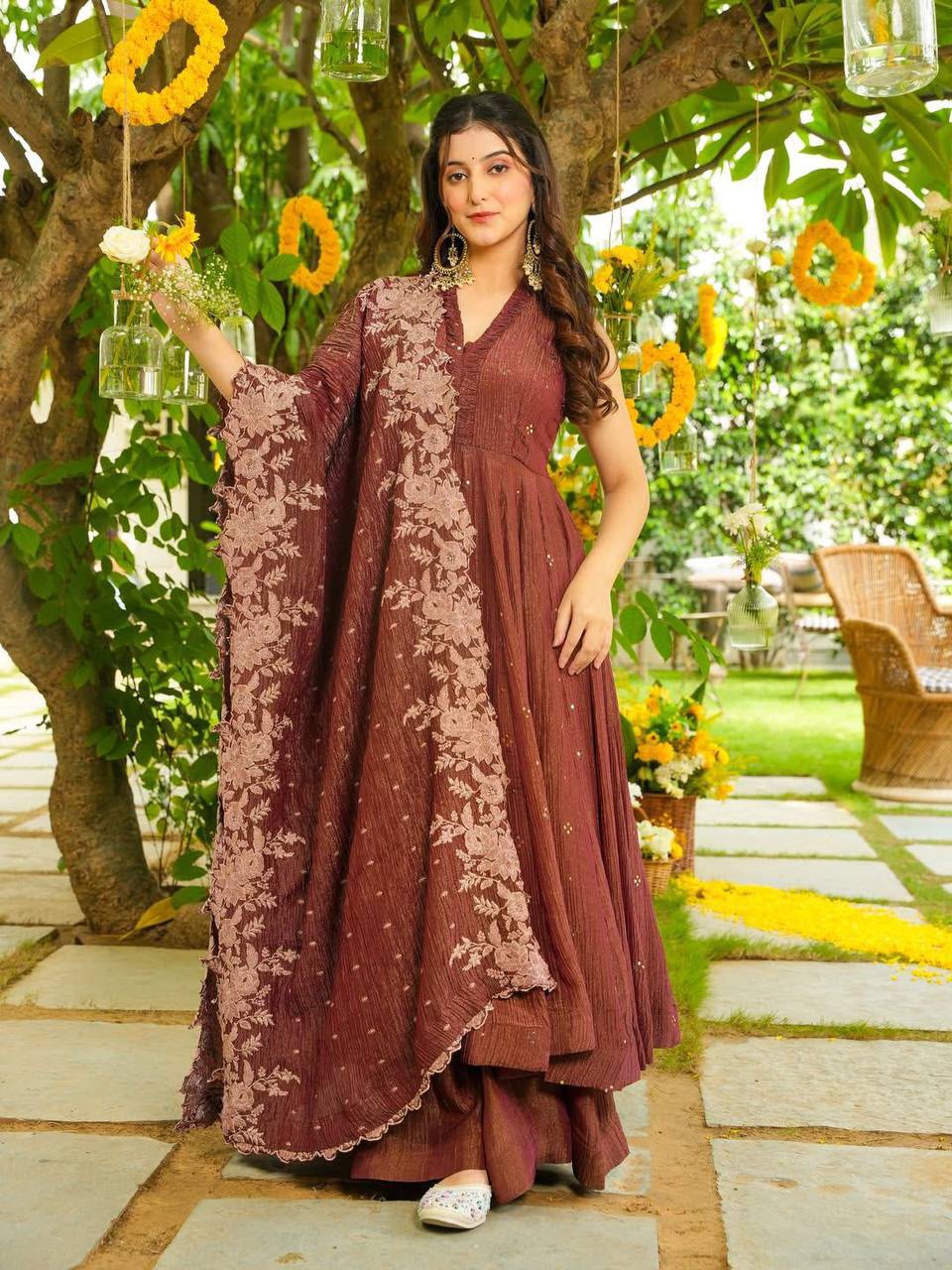 LG LEEMBOGEE LG-2046 Designer Crunchy Sharara Suit Set with Dupatta Set