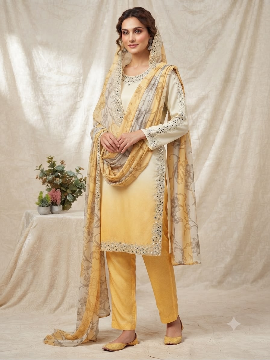 LG LEEMBOGEE LG-2125 Designer Printed Crape Silk Suit Set with Dupatta Set