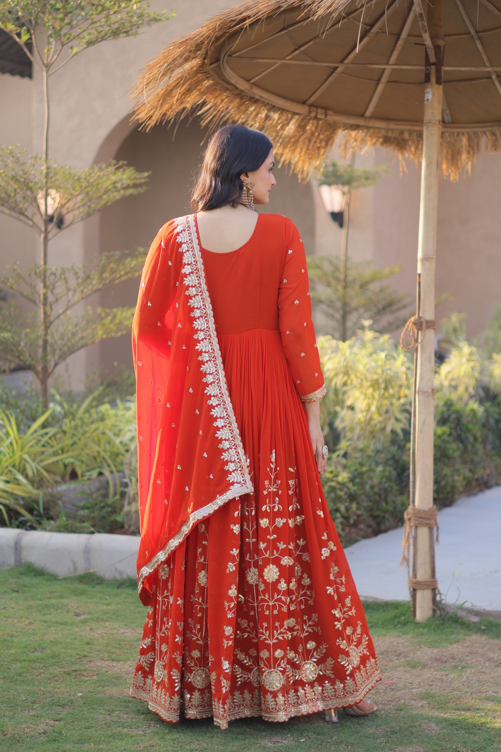 Loomeera LW-9331 Designer Faux Blooming Georgette Gown with Dupatta Set — Wholesale Kurtis, Vardan Ethnic wholesale from Surat — view 3