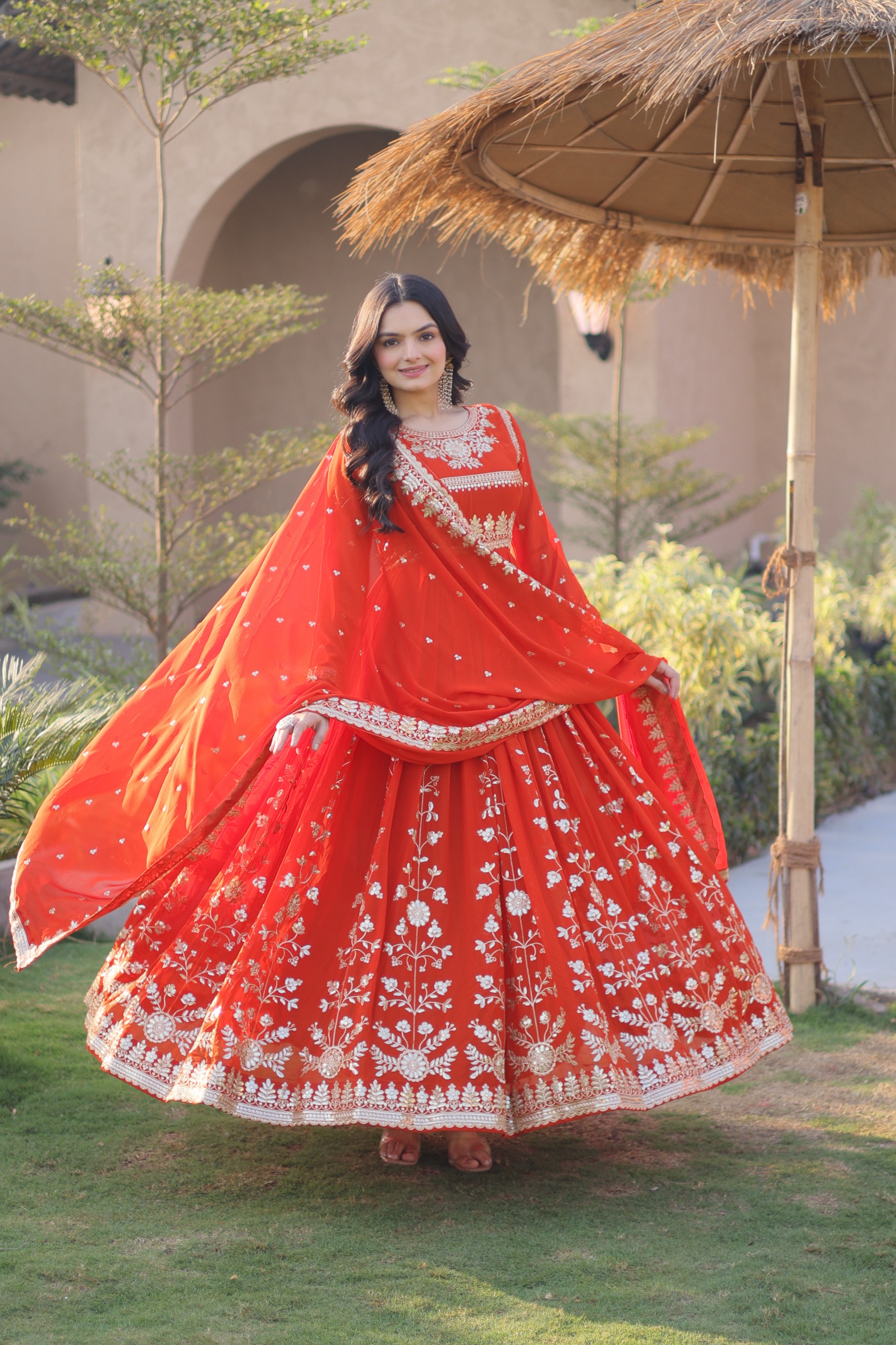Loomeera LW-9331 Designer Faux Blooming Georgette Gown with Dupatta Set — Wholesale Kurtis, Vardan Ethnic wholesale from Surat — view 4