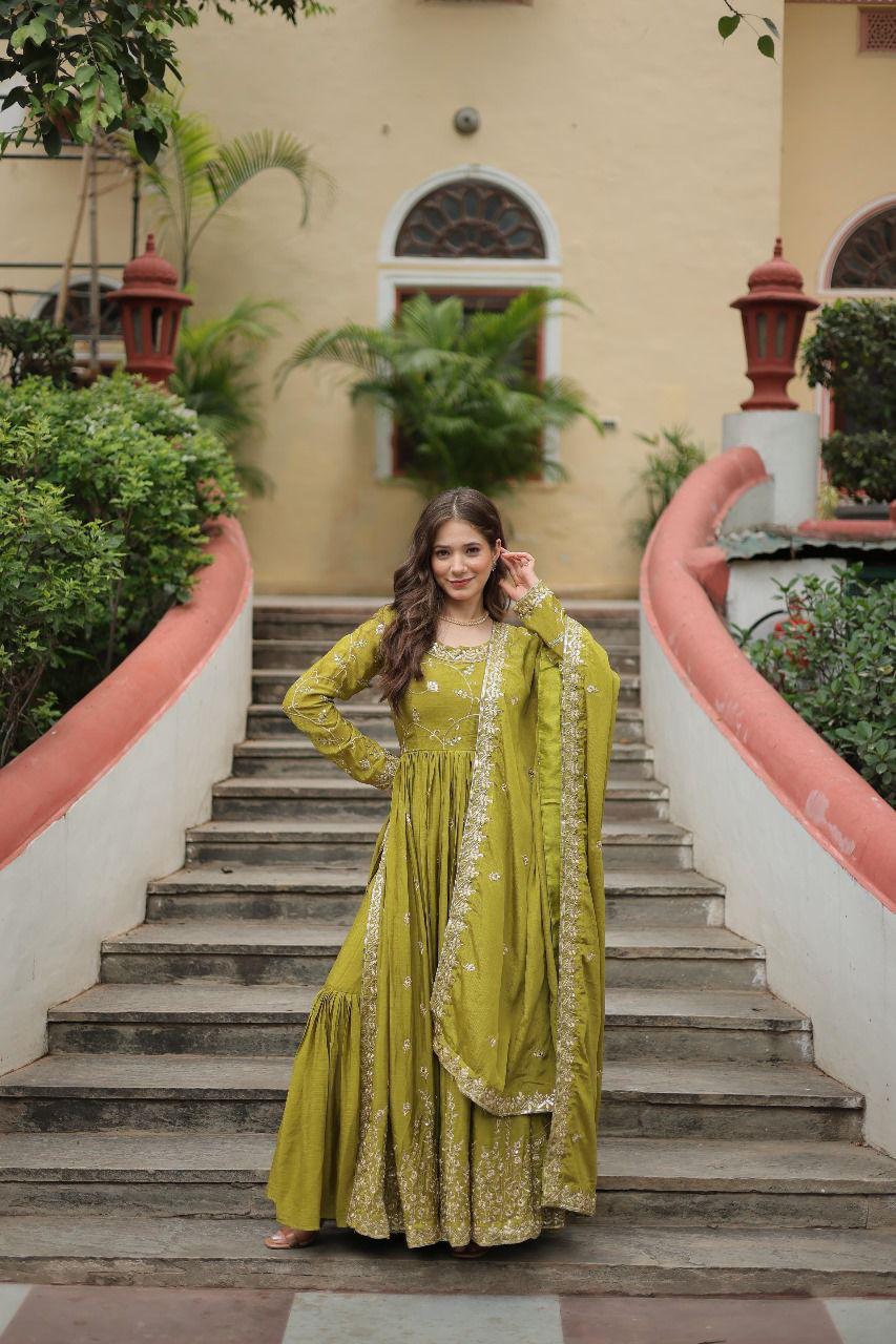 Women's Chinon Sequins Embroidered Sharara Suit Set with Dupatta — Wholesale Kurtis, Vardan Ethnic wholesale from Surat — view 5