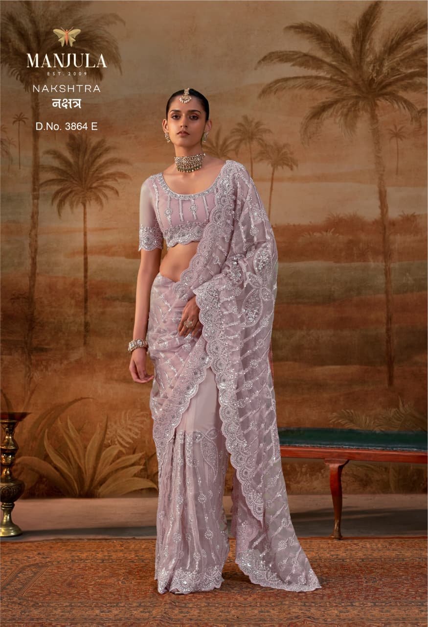 Manjula Nakshtra Premium Net Designer Saree Collection — Wholesale Sarees, Vardan Ethnic wholesale from Surat — view 2