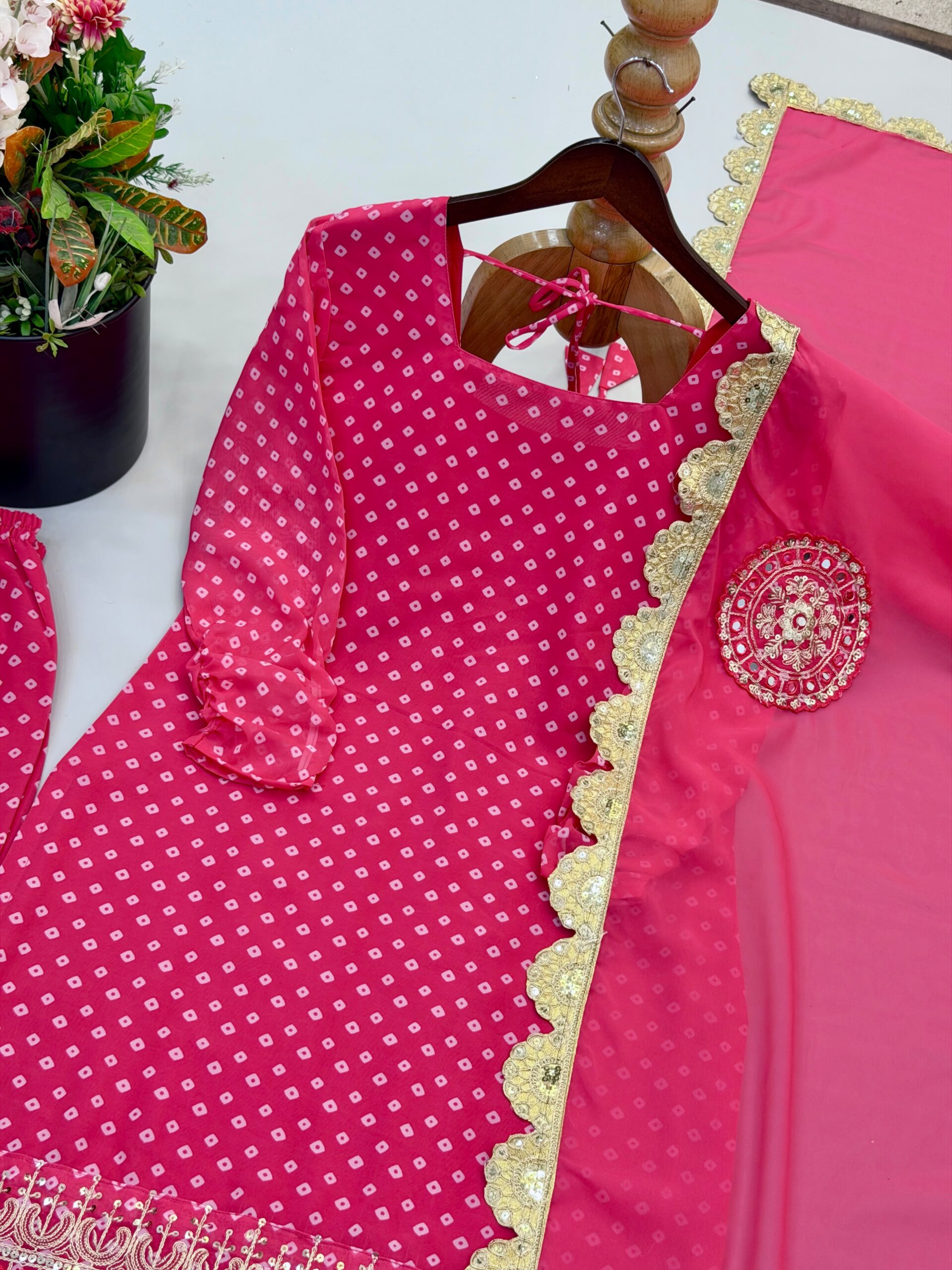 Nivara Designer Heavy Faux Georgette Embroidered Digital Print Sharara Suit With Handwork  Dupatta Set — Wholesale Kurtis, Vardan Ethnic wholesale from Surat — view 5