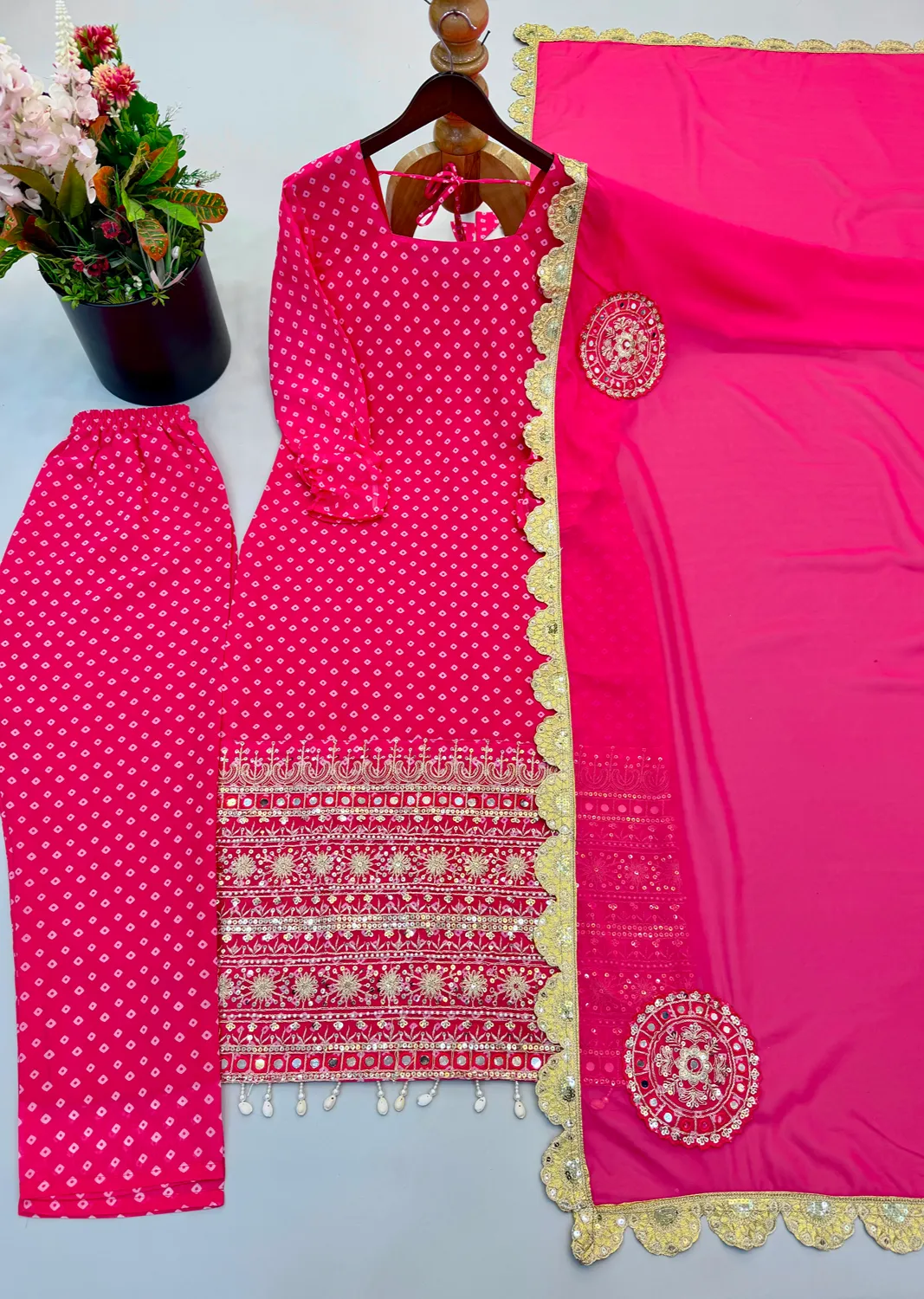 Nivara Heavy Faux Georgette Embroidered Digital Print Sharara Suit With Hand Work & Dupatta Set — Wholesale Readymade Suit, Vardan Ethnic wholesale from Surat — Photo 6