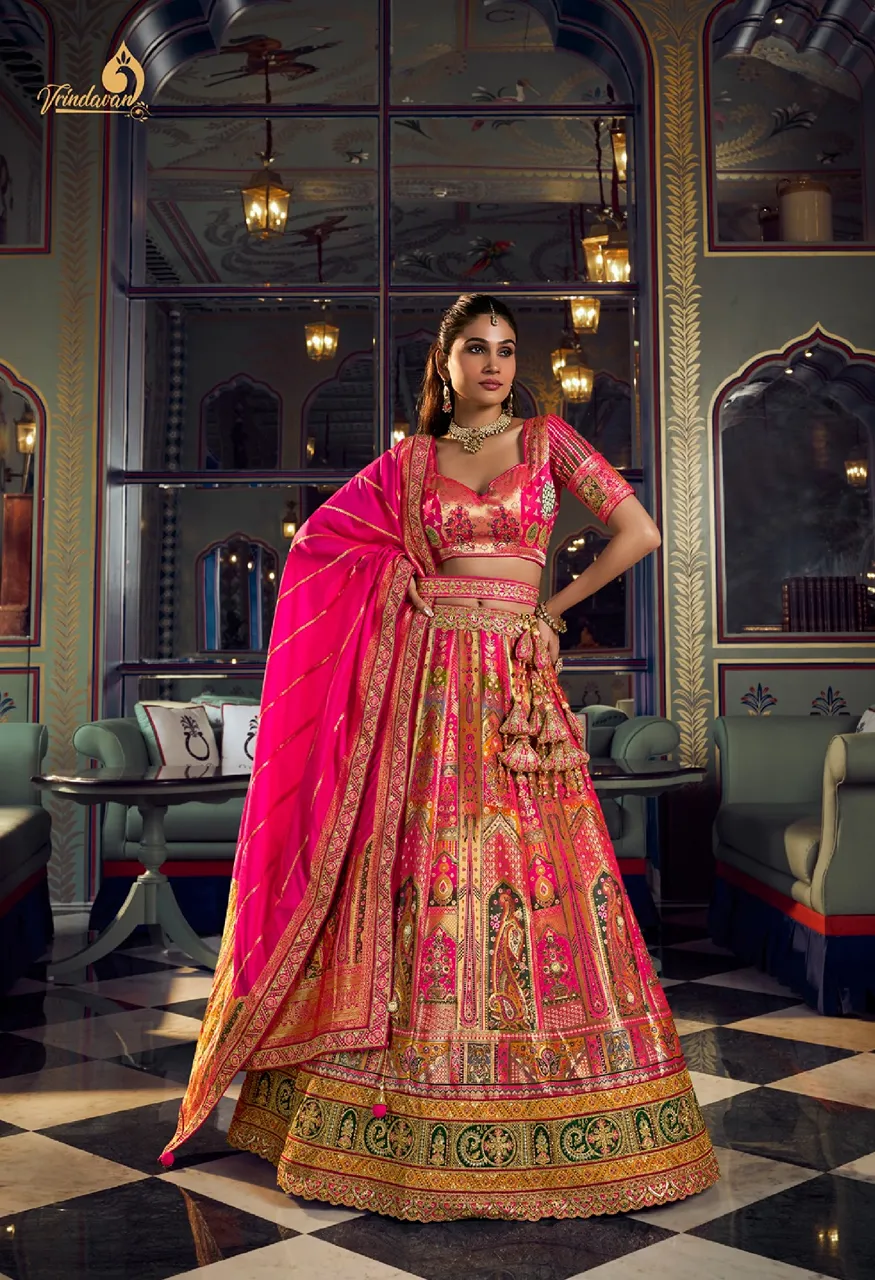 Royal Vrindavan Vol 73 Banarasi Premium Silk Wedding Lehenga Choli Collection — Wholesale Lehenga, Royal Virndavan wholesale from Surat - Gallery Image 4