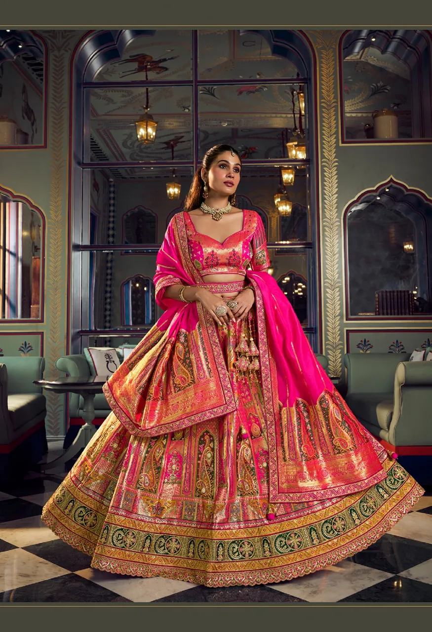 Royal Vrindavan Vol 73 Banarasi Premium Silk Wedding Lehenga Choli Collection — Wholesale Lehenga, Royal Virndavan wholesale from Surat - Gallery Image 3