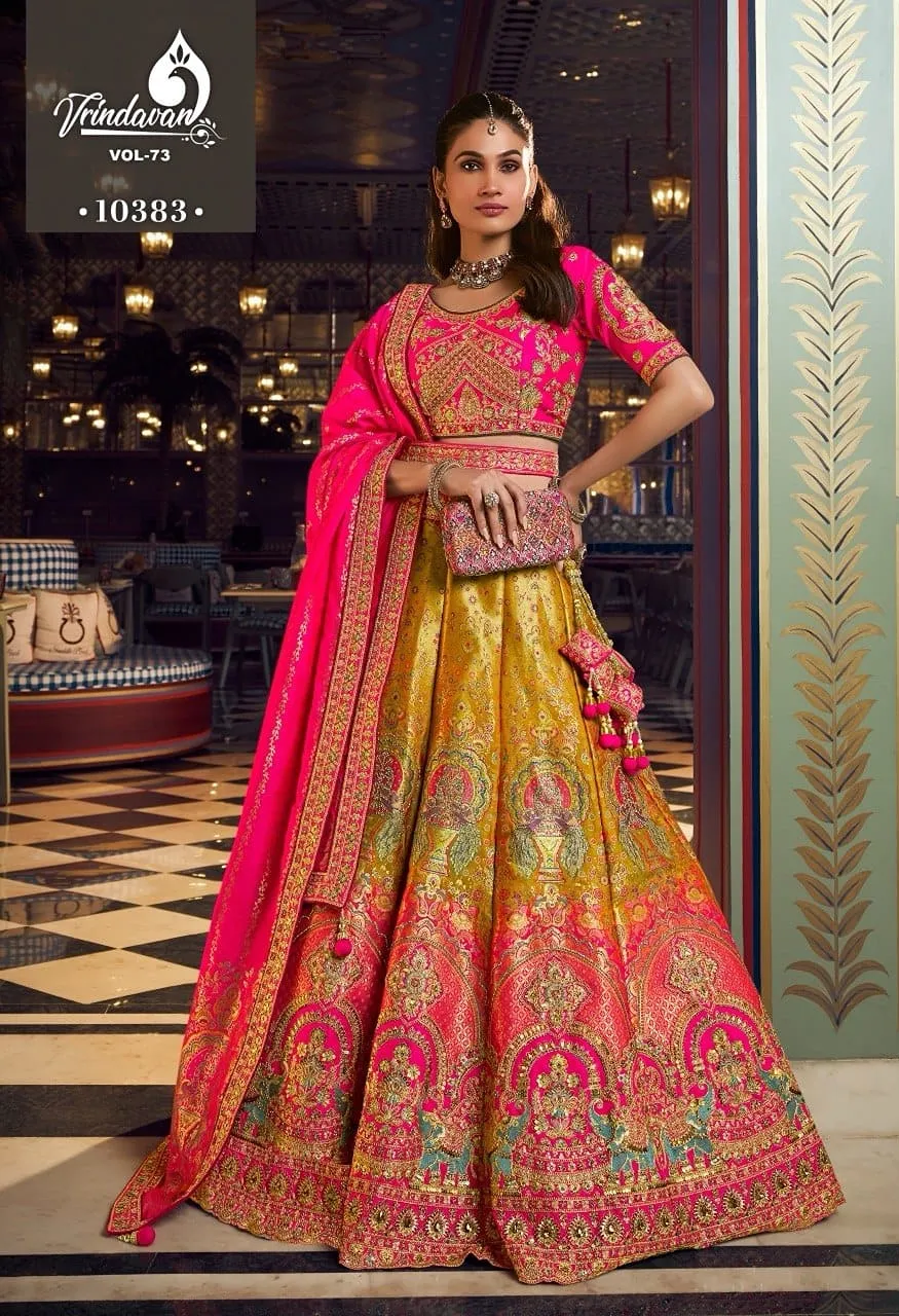 Royal Vrindavan Vol 73 Banarasi Premium Silk Wedding Lehenga Choli Collection — Wholesale Lehenga, Royal Virndavan wholesale from Surat - Gallery Image 5