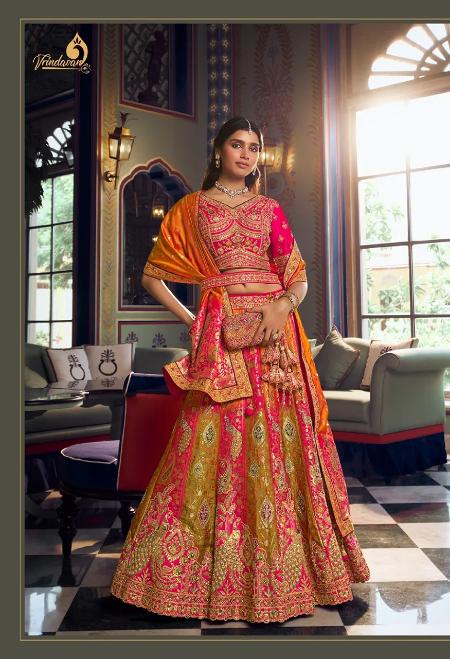 Royal Vrindavan Vol 73 Banarasi Premium Silk Wedding Lehenga Choli Collection — Wholesale Lehenga, Royal Virndavan wholesale from Surat - Gallery Image 8