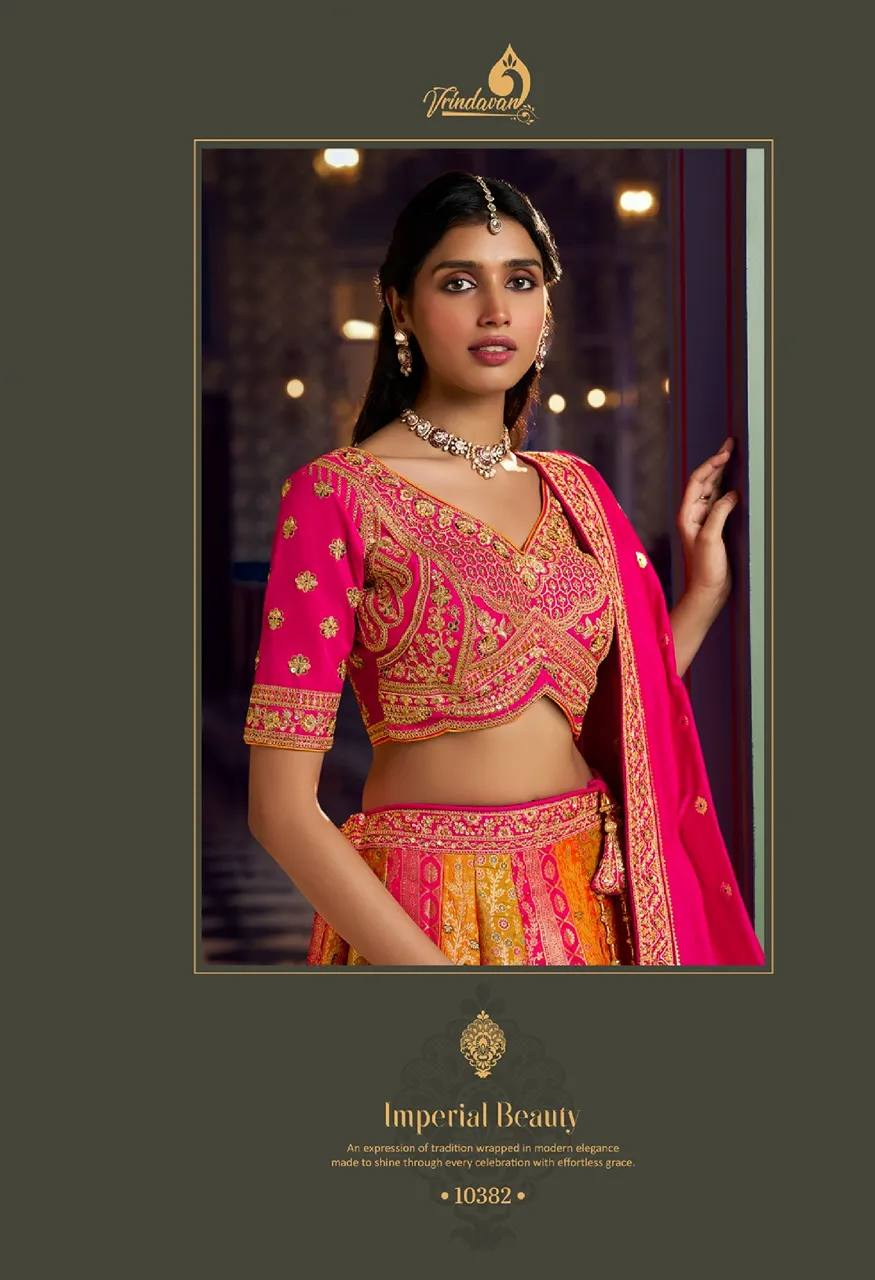 Royal Vrindavan Vol 73 Banarasi Premium Silk Wedding Lehenga Choli Collection — Wholesale Lehenga, Royal Virndavan wholesale from Surat - Gallery Image 14