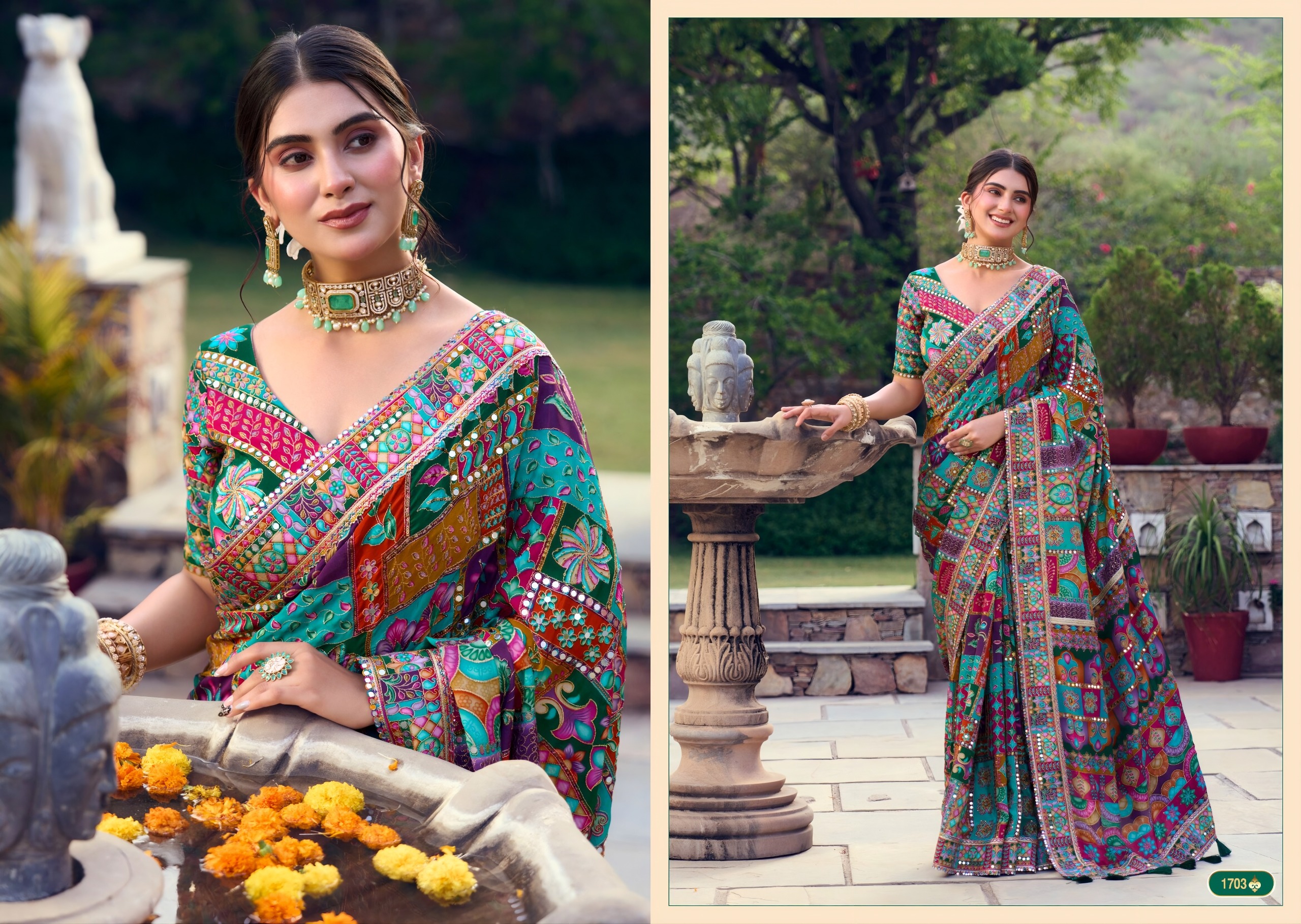 SL Rang Dhara Vol-1 Designer Saree with Readymade Blouse  Wholesale Designer Sarees — Saree, Vardan Ethnic wholesale from Surat — view 5