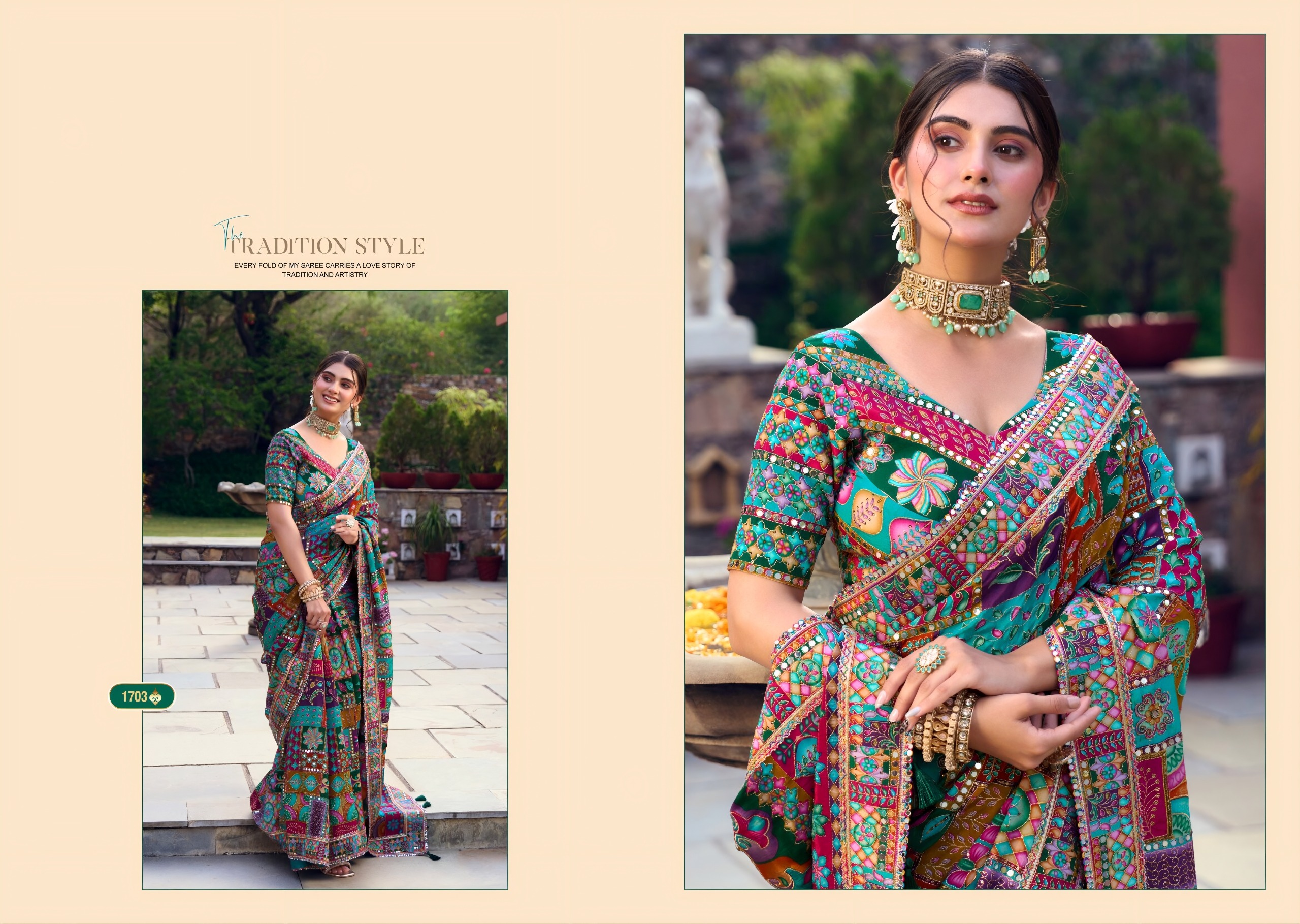 SL Rang Dhara Vol-1 Designer Saree with Readymade Blouse  Wholesale Designer Sarees — Saree, Vardan Ethnic wholesale from Surat — view 6