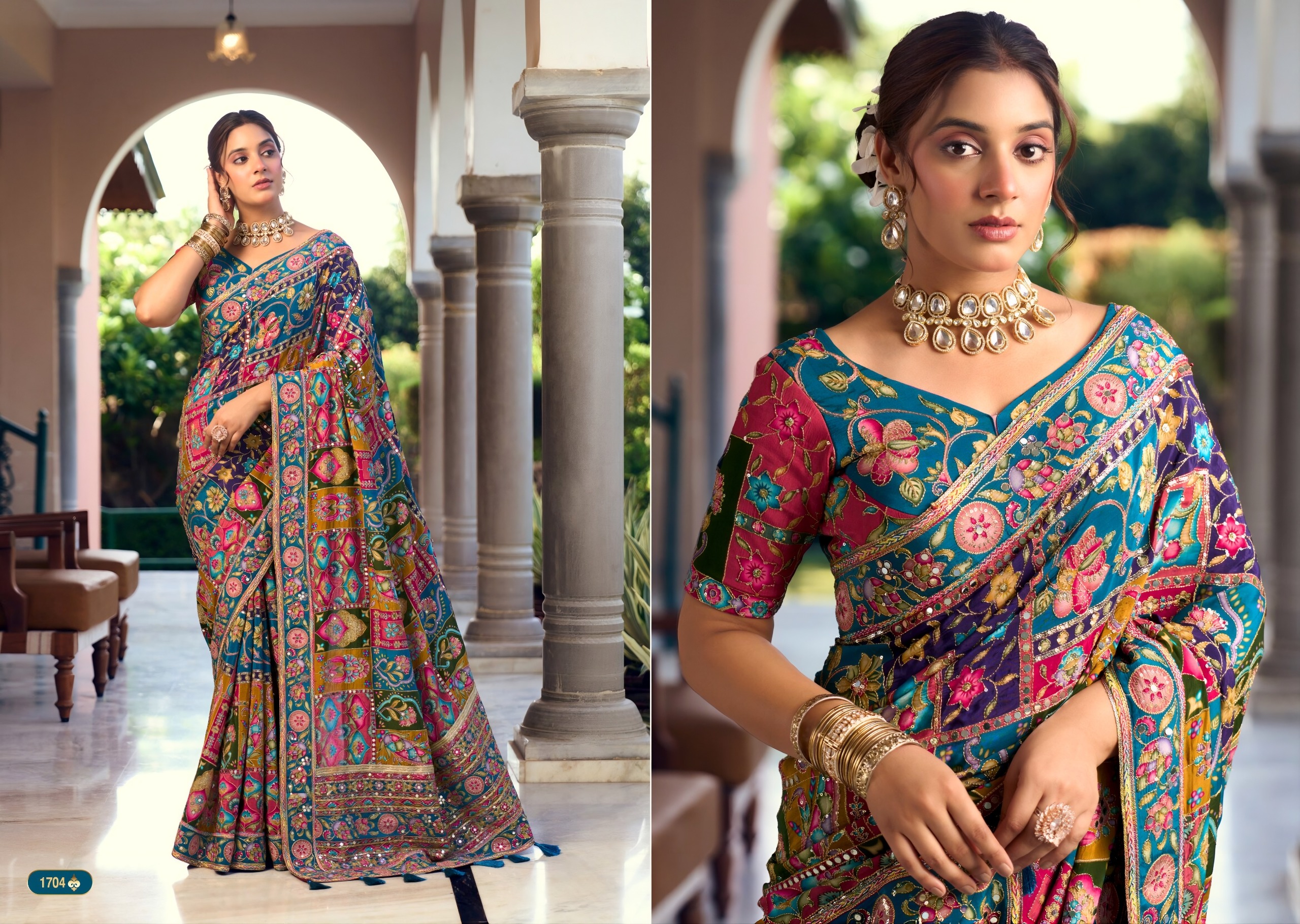 SL Rang Dhara Vol-1 Designer Saree with Readymade Blouse  Wholesale Designer Sarees — Saree, Vardan Ethnic wholesale from Surat — view 7