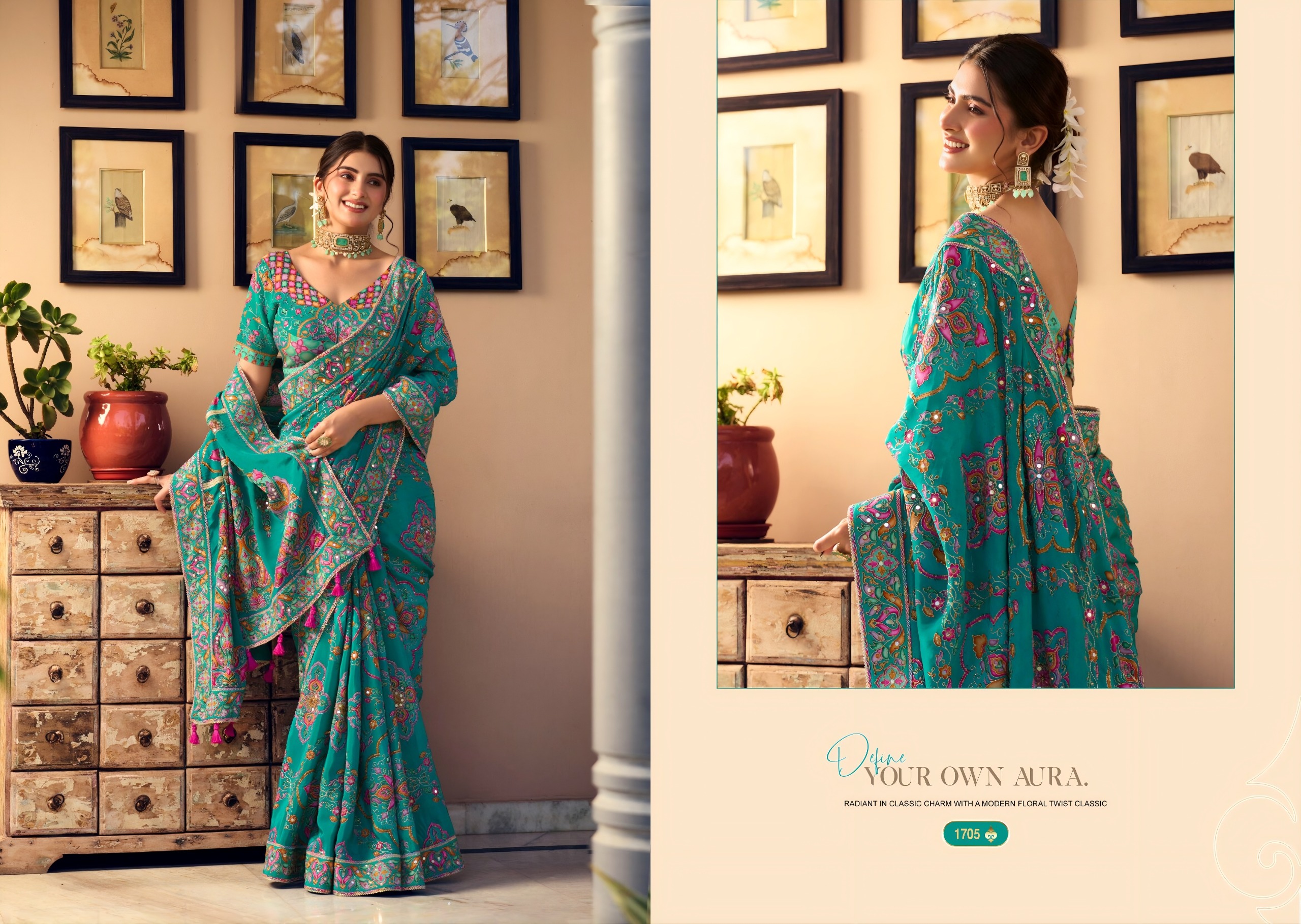 SL Rang Dhara Vol-1 Designer Saree with Readymade Blouse  Wholesale Designer Sarees — Saree, Vardan Ethnic wholesale from Surat — view 8