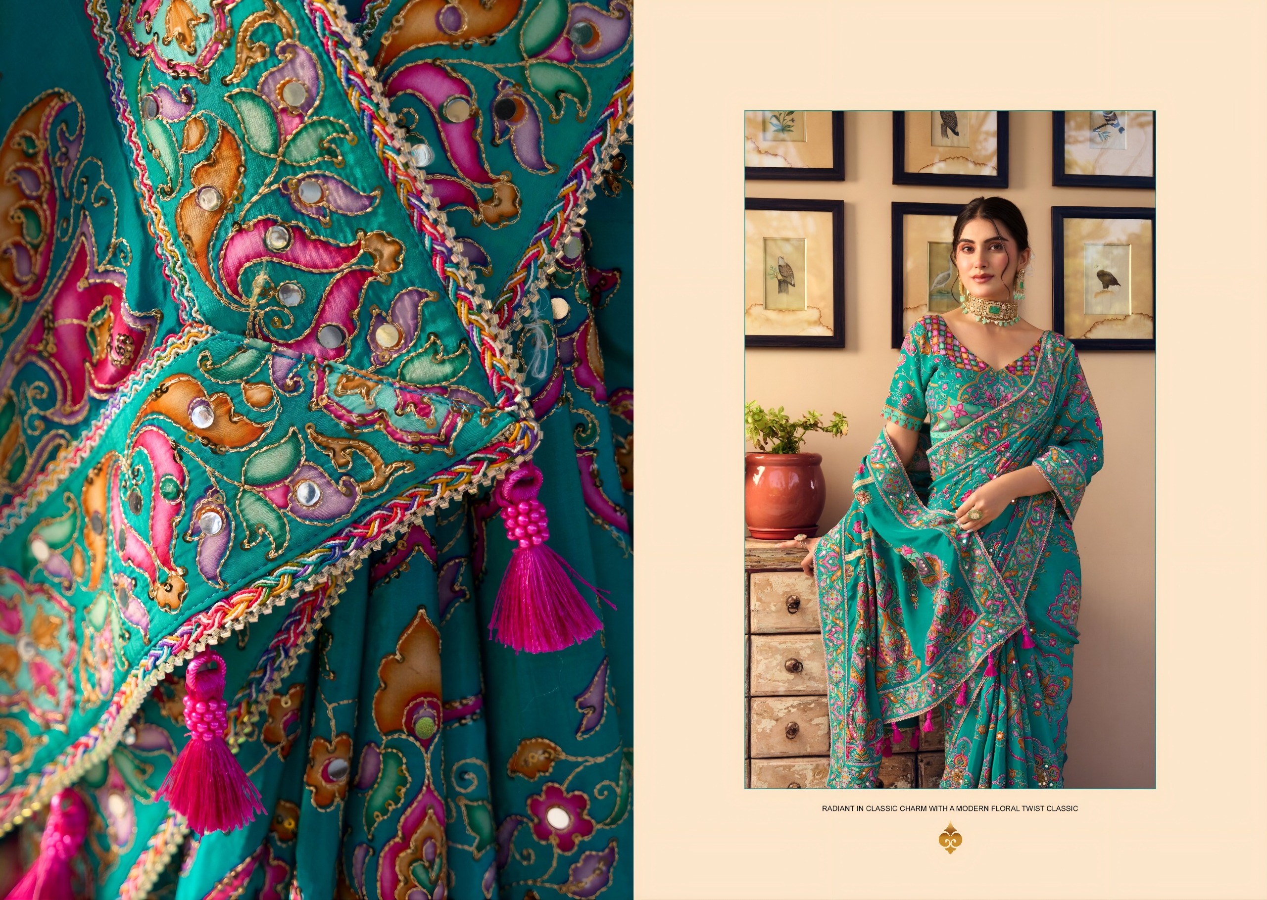 SL Rang Dhara Vol-1 Designer Saree with Readymade Blouse  Wholesale Designer Sarees — Saree, Vardan Ethnic wholesale from Surat — view 11