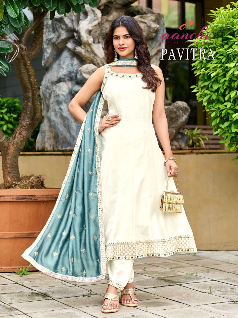 Aanchi Pavitra Vichitra Silk Embroidery Kurti With Pant Dupatta Set — Wholesale Kurtis, Aanchi wholesale from Surat - Gallery Image 2