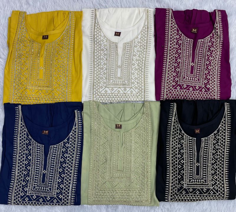 Adaa Vol 2 Rayon Beads Work Embroidered Short Flair Kurti — Wholesale Kurtis, Vardan Ethnic wholesale from Surat — view 6