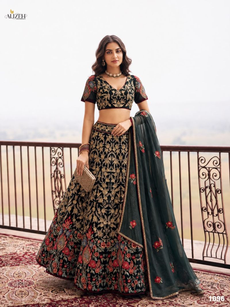 Alizeh 1096 To 1105 Net Embroidered Designer Lehenga Choli Catalog — Wholesale Lehenga, Alizeh wholesale from Surat — Photo 2