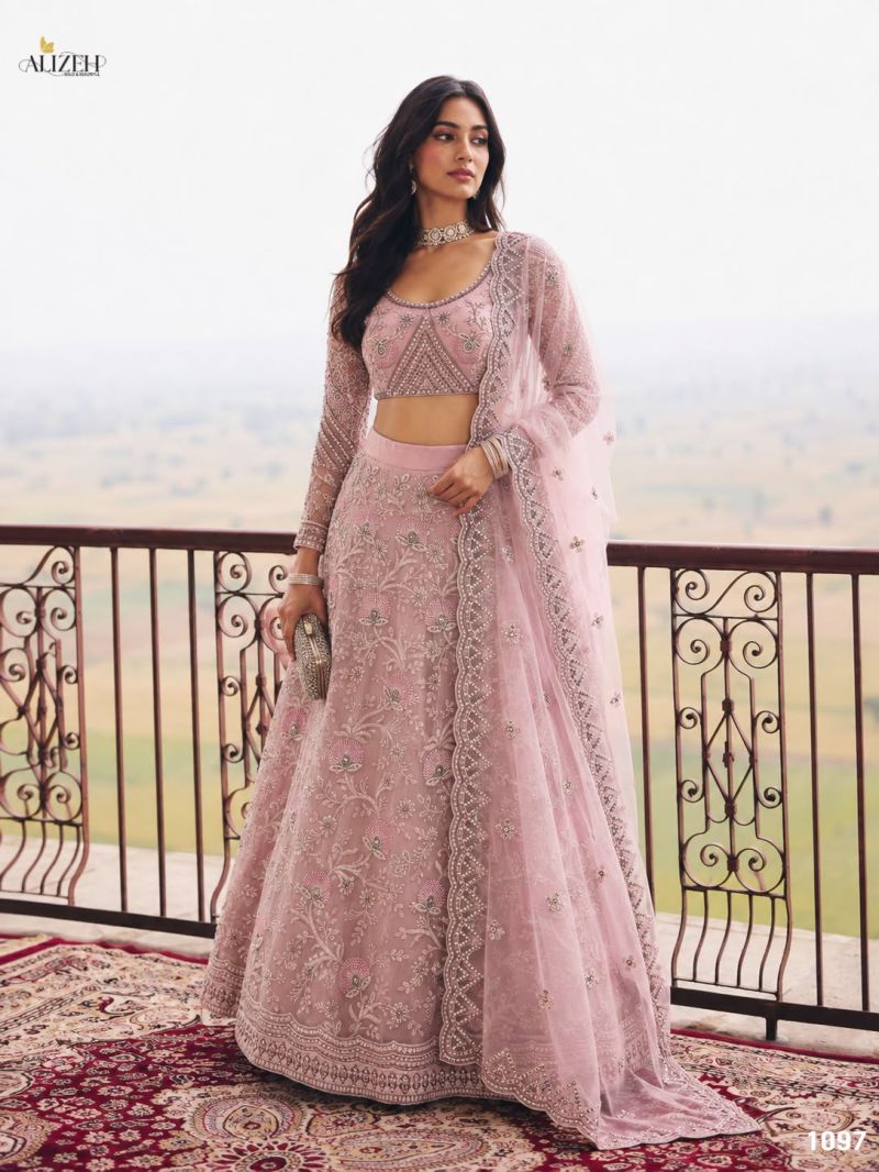 Alizeh 1096 To 1105 Net Embroidered Designer Lehenga Choli Catalog — Wholesale Lehenga, Alizeh wholesale from Surat — Photo 3
