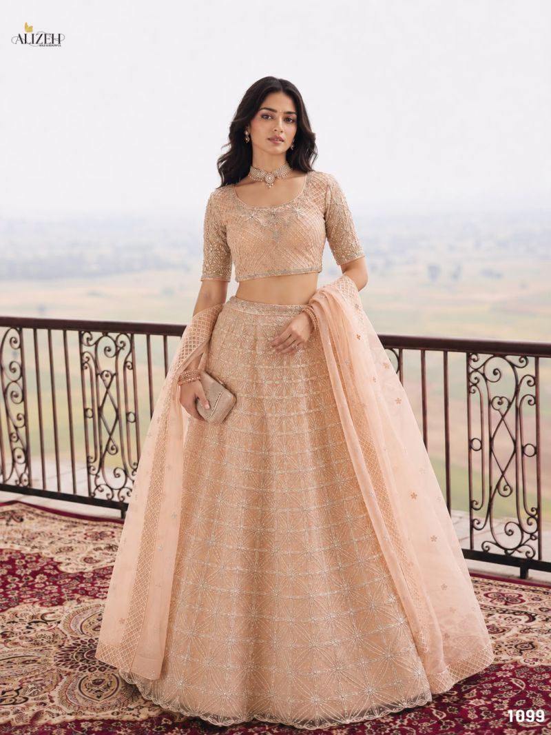 Alizeh 1096 To 1105 Net Embroidered Designer Lehenga Choli Catalog — Wholesale Lehenga, Alizeh wholesale from Surat — Photo 4
