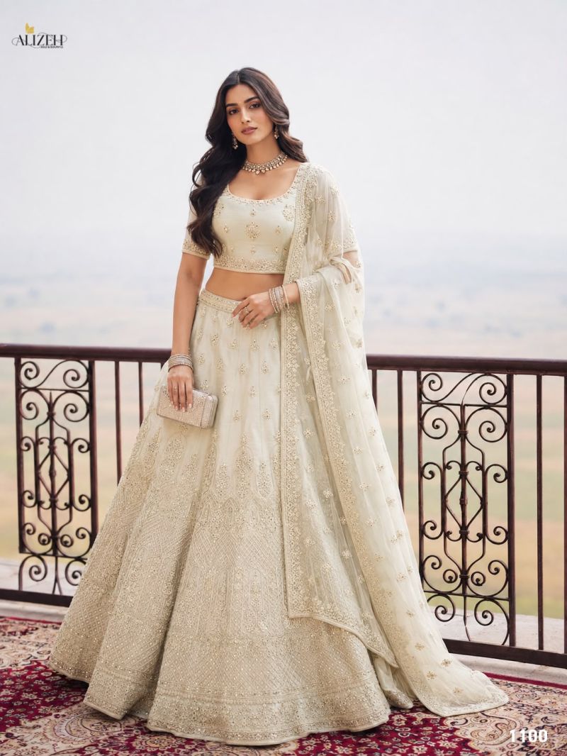 Alizeh 1096 To 1105 Net Embroidered Designer Lehenga Choli Catalog — Wholesale Lehenga, Alizeh wholesale from Surat — Photo 5