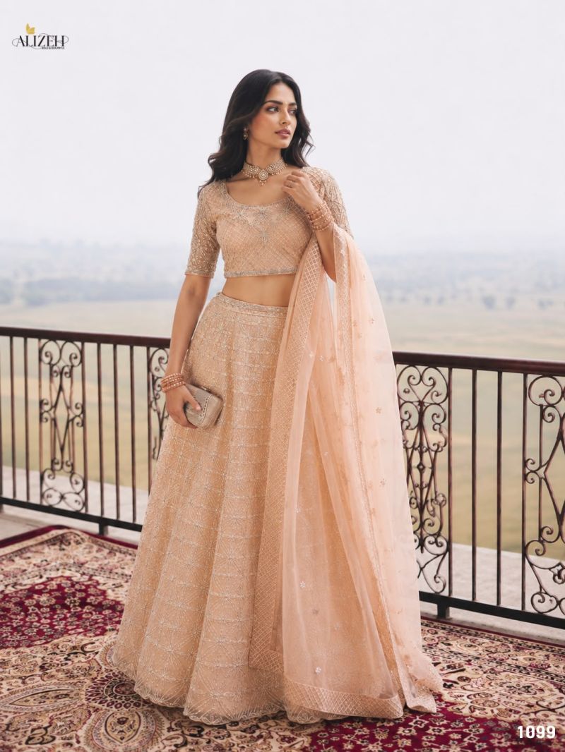 Alizeh 1096 To 1105 Net Embroidered Designer Lehenga Choli Catalog — Wholesale Lehenga, Alizeh wholesale from Surat — Photo 10