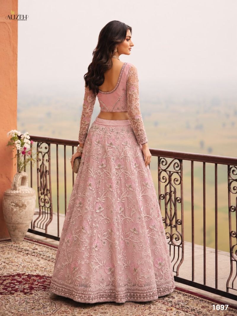 Alizeh 1096 To 1105 Net Embroidered Designer Lehenga Choli Catalog — Wholesale Lehenga, Alizeh wholesale from Surat — Photo 12