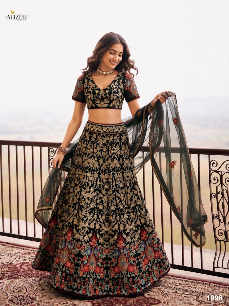 Alizeh 1096 To 1105 Net Embroidered Designer Lehenga Choli Catalog — Wholesale Lehenga, Alizeh wholesale from Surat — Photo 13