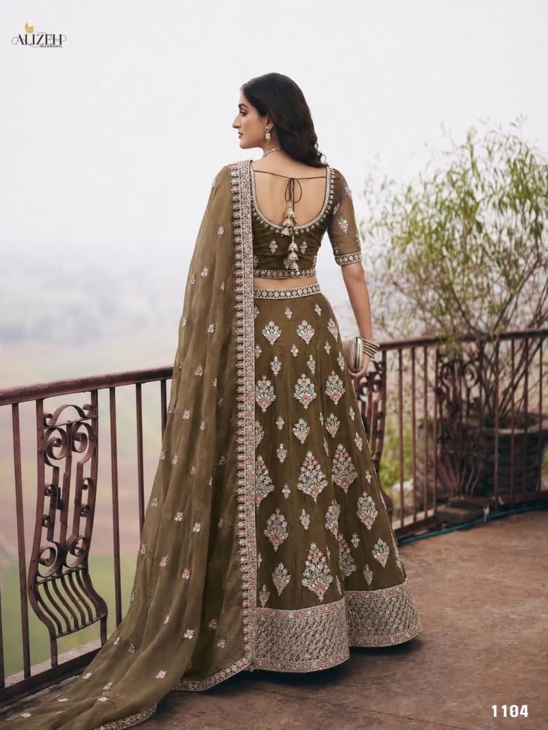 Alizeh 1096 To 1105 Net Embroidered Designer Lehenga Choli Catalog — Wholesale Lehenga, Alizeh wholesale from Surat — Photo 18