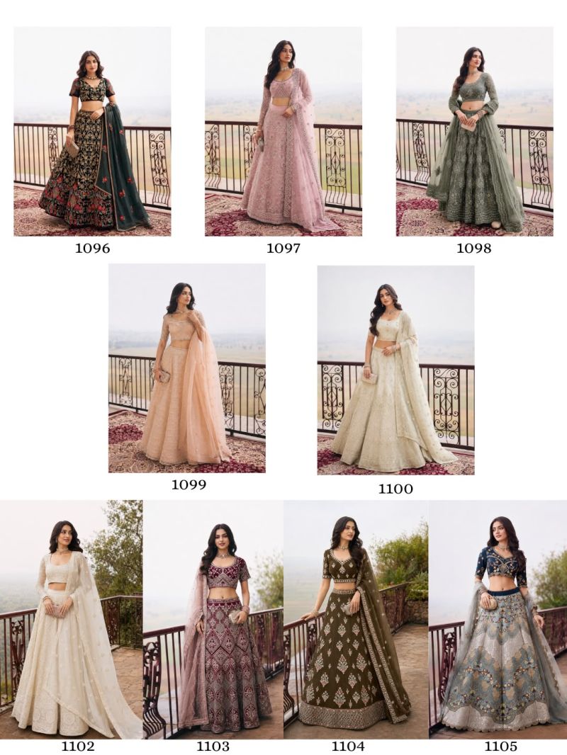 Alizeh 1096 To 1105 Net Embroidered Designer Lehenga Choli Catalog — Wholesale Lehenga, Alizeh wholesale from Surat — Photo 20