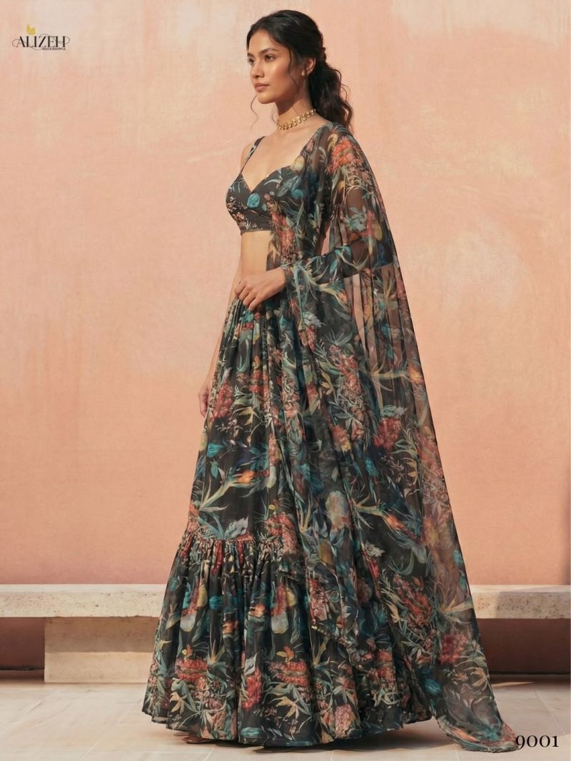 Alizeh 9001 Georgette Printed Fancy Lehenga Choli — Wholesale Lehenga, Alizeh wholesale from Surat — view 1