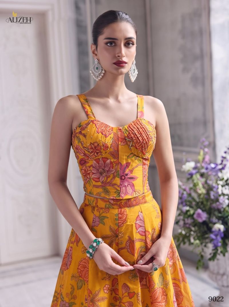 Alizeh 9019 To 9022 Tabby Organza Flower Printed Stylish Lehenga Choli — Wholesale Lehenga, Alizeh wholesale from Surat — view 7