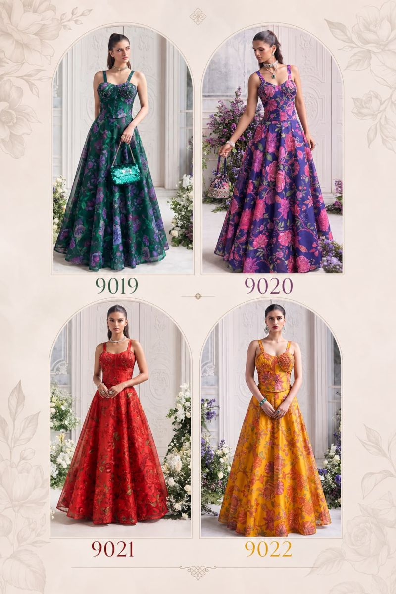 Alizeh 9019 To 9022 Tabby Organza Flower Printed Stylish Lehenga Choli — Wholesale Lehenga, Alizeh wholesale from Surat — view 6