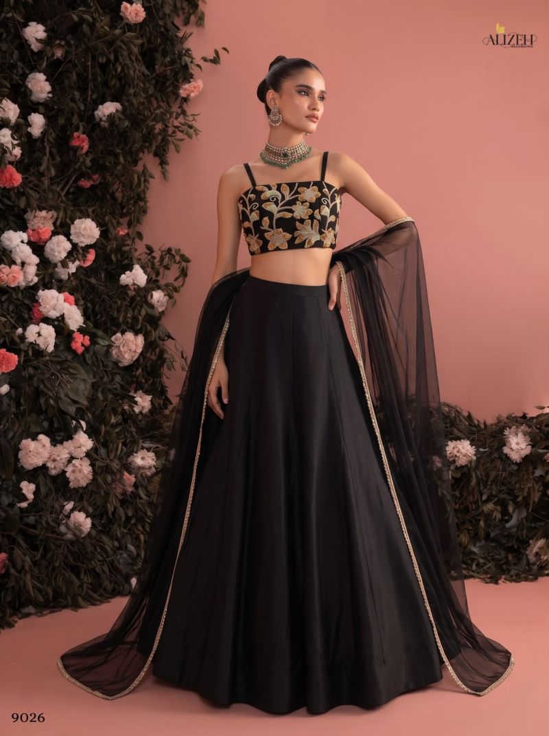 Alizeh 9025 And 9026 Roman Silk Stylish Wear Lehenga Choli Catalog — Wholesale Lehenga, Alizeh wholesale from Surat — view 2