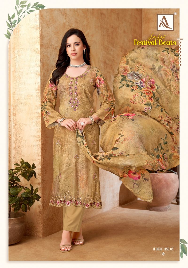 Alok Festival Beats Viscose Maslin Print Beats Work Dress Material Catalog — Wholesale Dress Material, Vardan Ethnic wholesale from Surat — view 2