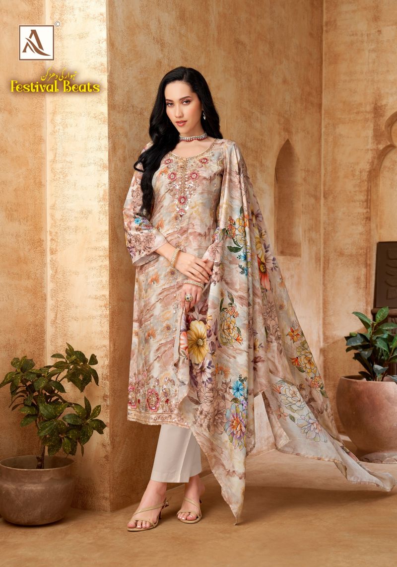 Alok Festival Beats Viscose Maslin Print Beats Work Dress Material Catalog