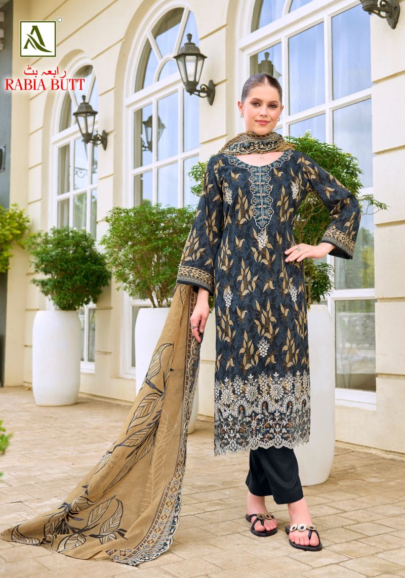 Alok Rabia Butt Cambric Cotton Print Embroidered Dress Material — Wholesale Salwar Suits, Vardan Ethnic wholesale from Surat — view 8