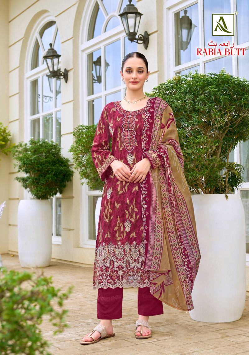 Alok Rabia Butt Cambric Cotton Print Embroidered Dress Material — Wholesale Salwar Suits, Vardan Ethnic wholesale from Surat — view 10