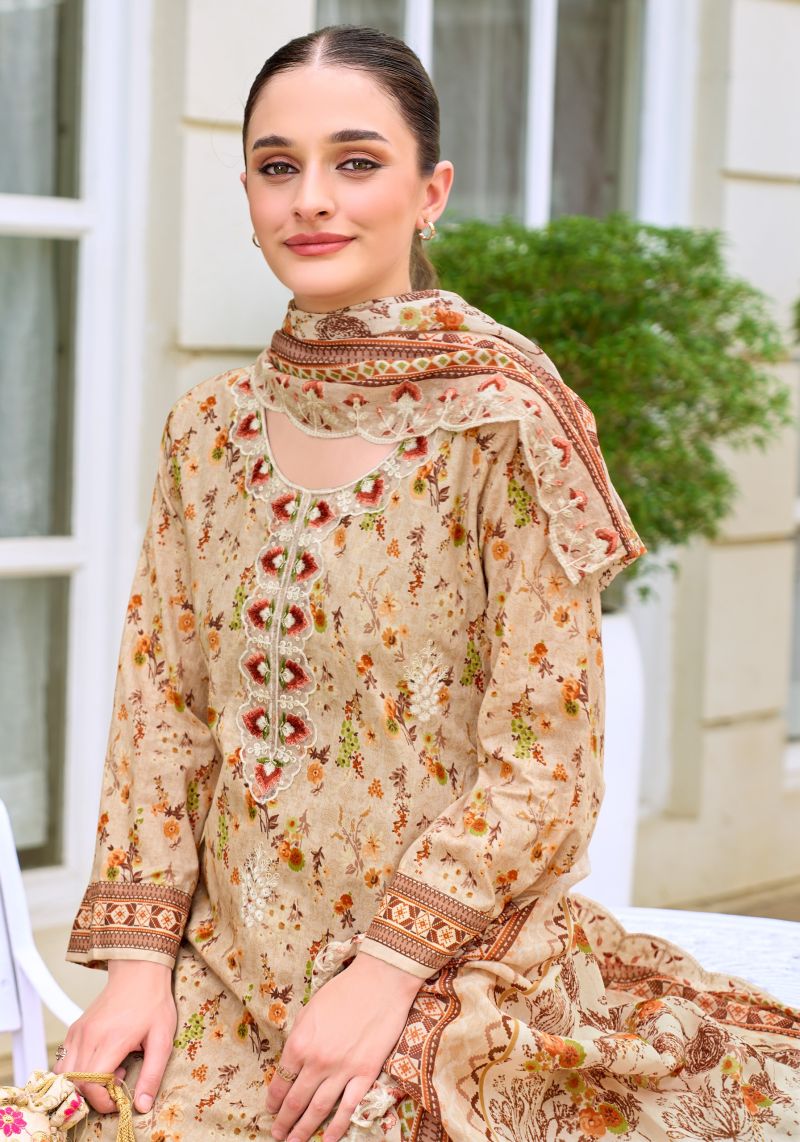 Alok Rabia Butt Cambric Cotton Print Embroidered Dress Material — Wholesale Salwar Suits, Vardan Ethnic wholesale from Surat — view 9