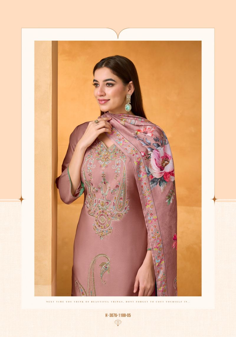 Alok Rosemont Viscose Maslin Embroidered Dress Material Catalog — Wholesale Dress Material, Vardan Ethnic wholesale from Surat — view 3