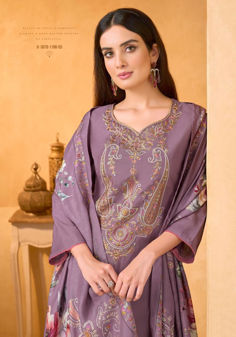 Alok Rosemont Viscose Maslin Embroidered Dress Material Catalog — Wholesale Dress Material, Vardan Ethnic wholesale from Surat — view 5