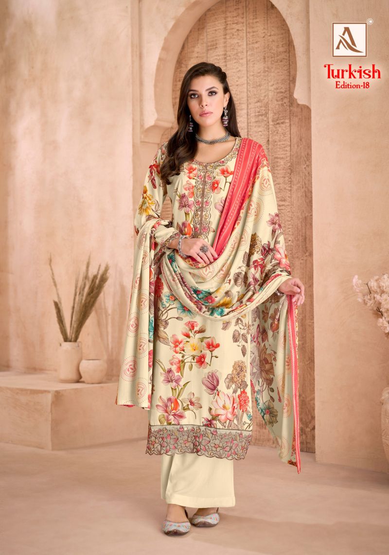 Alok Turkish Edition 18 Viscose Rayon Printed Dress Material — Wholesale Dress Material wholesale from Surat — Photo 2